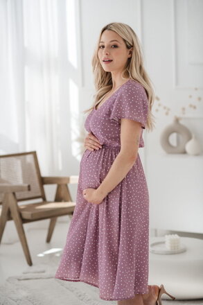 Tehotenské šaty na dojčenie Lovely Midi Dress Lilac SS