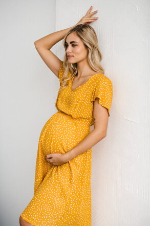 Tehotenské šaty na dojčenie Lovely Midi Dress Mustard SS