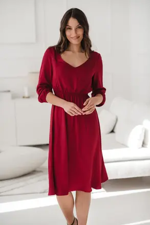 Tehotenské šaty na dojčenie, 3/4 rukáv, Lovely Midi Dress Red