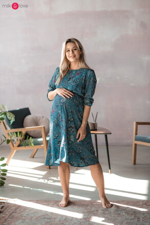 Tehotenské šaty na dojčenie Lovely Midi Dress Turquoise