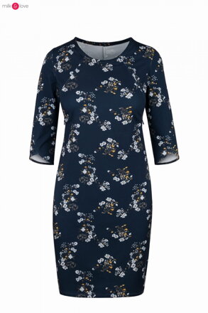 Kojící šaty Milky Dress 3/4 Navy Flowers