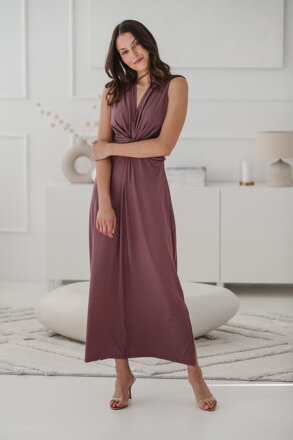 Těhotenské, kojící maxi šaty Loop Maxi Dress Rose Brown