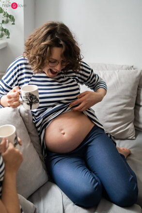 Tmavomodré tehotenské tregínsy s nízkym pásom Milk&Love