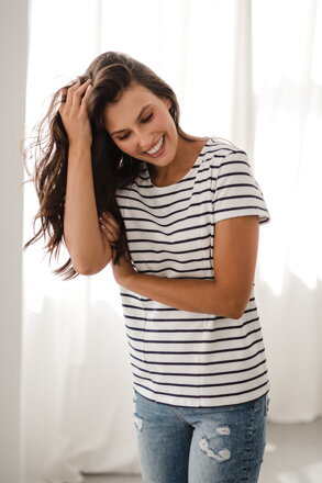 Pruhované tričko na dojčenie MamaFlow Navy stripes