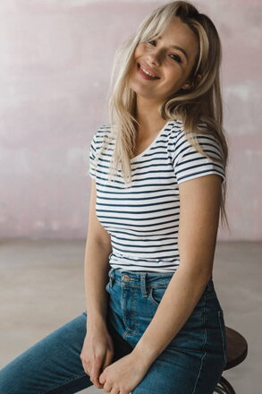 Tričko na dojčenie Milk Shirt Navy Stripes