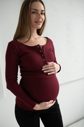 Tehotenské tričko na dojčenie Tummy Burgundy