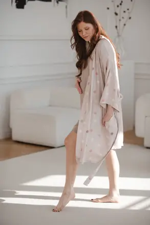 Bambusový župan Beige Dots