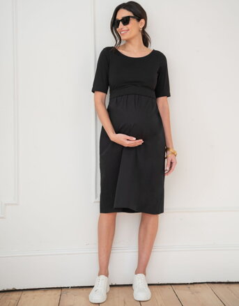 Těhotenské popelínové kojící šaty Seraphine Lauritz Black