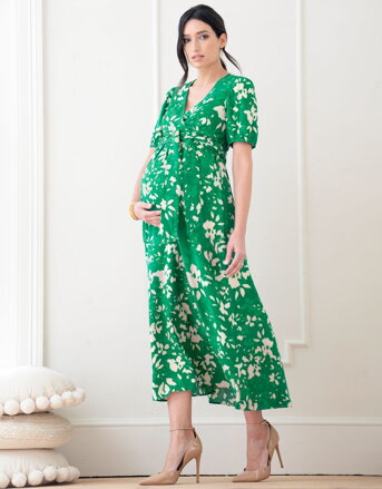 Zavinovací midi těhotenské, kojící šaty Mavie Green