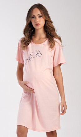 Nočná košeľa na gombíky Butterfly lososová