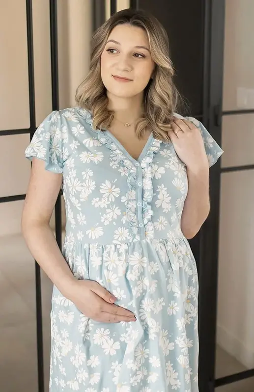 Materská nočná košeľa Linda Daisy Blue