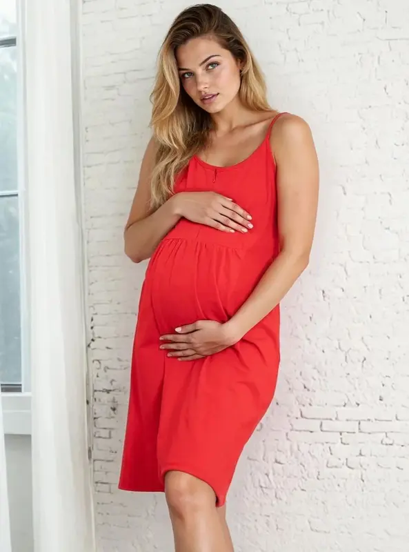 Nočná košeľa na dojčenie na ramienka Merry Red