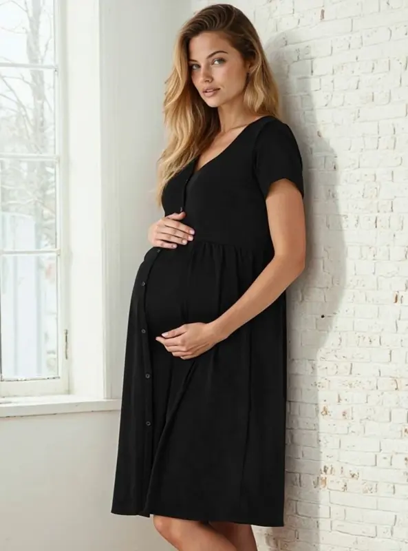 Tehotenská nočná košeľa Mili Black