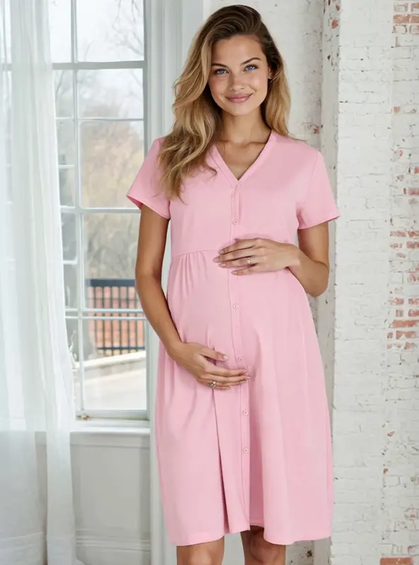 Tehotenská nočná košeľa Mili Dust Pink