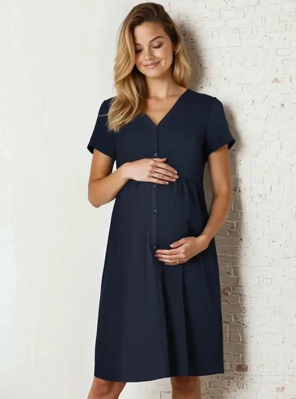 Tehotenská nočná košeľa Mili Navy