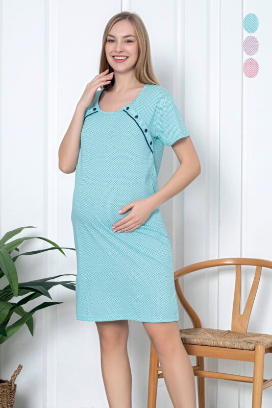 Nočná košeľa na gombíky 21291 Blue Pattern