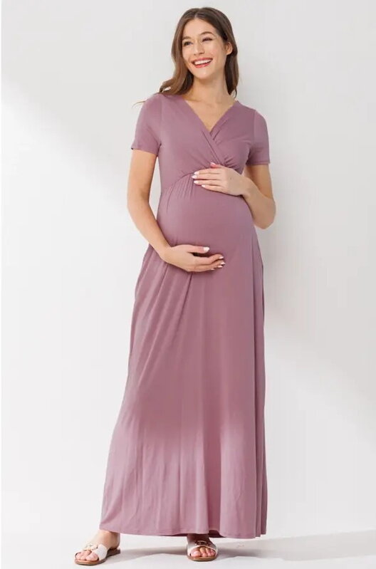 Tehotenské maxi šaty na dojčenie Carol Mauve