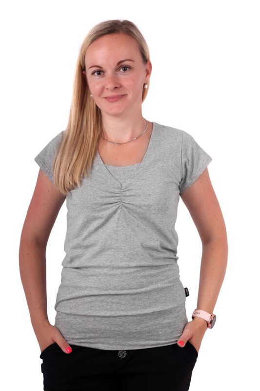 Tričko na dojčenie Lea, krátky rukáv, sivý melír