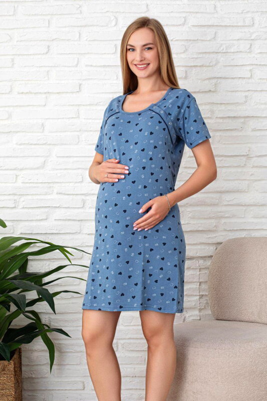 Tehotenská nočná košeľa 21303 Blue Hearts