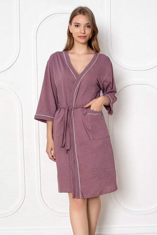 Tenký bavlnený župan do pôrodnice LaPenna 19278 Rose Brown