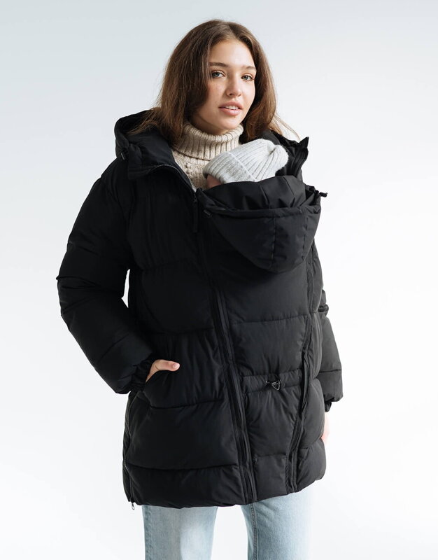 Zimná tehotenská a nosičská páperová bunda 3v1 Love&Carry, Black