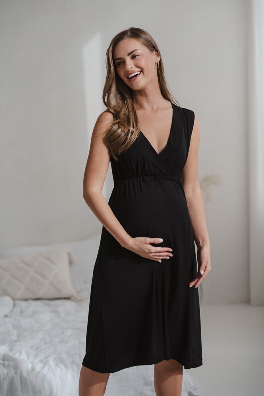 Bambusová nočná košeľa na dojčenie Star Light Black