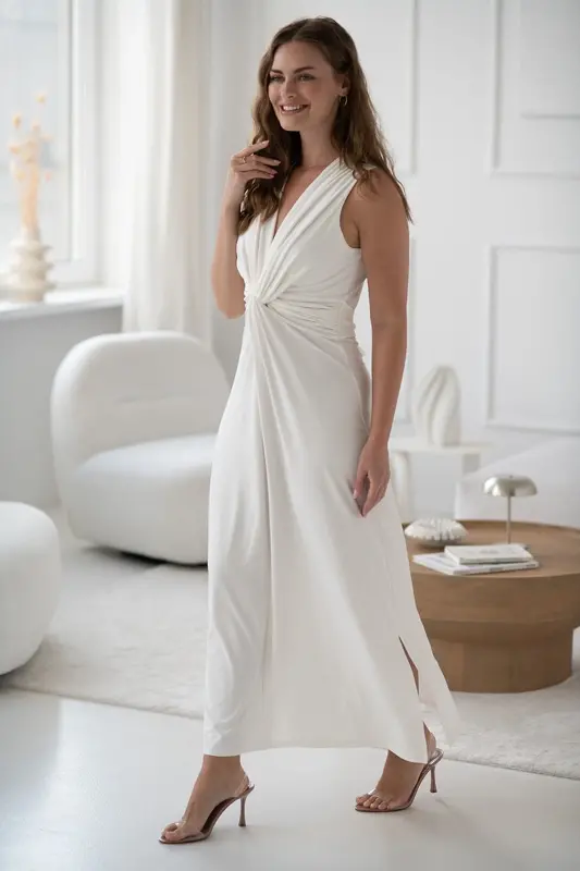 Tehotenské maxi šaty na dojčenie Loop Maxi Dress Cream