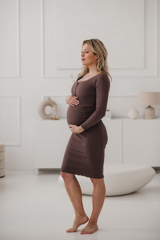 Tehotenské šaty na dojčenie Tummy Cappuccino