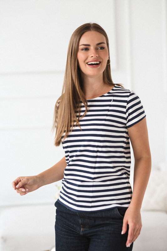 Pruhované tričko na dojčenie MamaFlow Blue Stripes