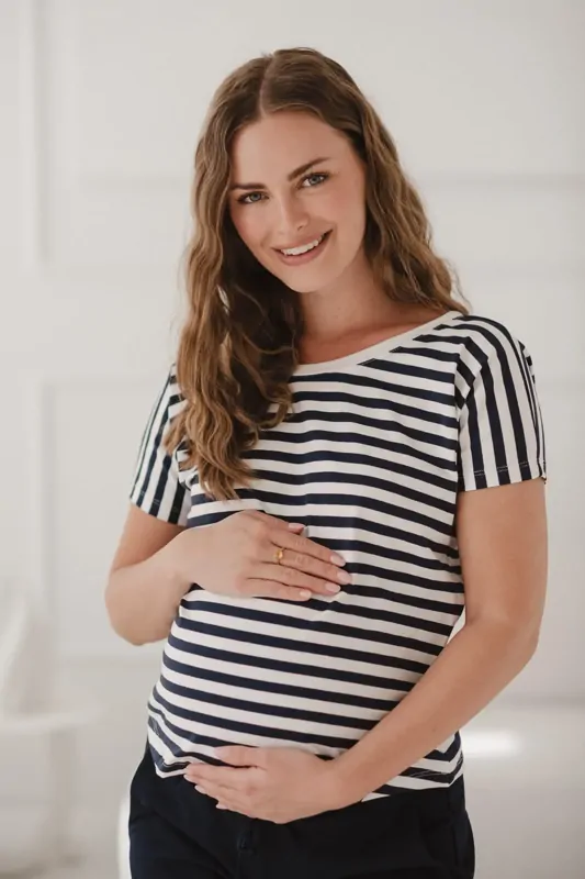 Tričko, blúzka na dojčenie Two Ways Navy Stripes I, kr.rukáv