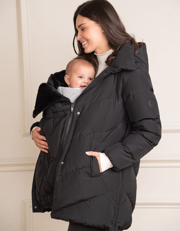 Zimná tehotenská a nosičská bunda 3v1 Seraphine Adena Short Black