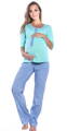 Tehotenské a materské pyžamo MijaCulture Mint / Blue