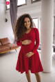 Tehotenské šaty Mama Red, dlhý rukáv