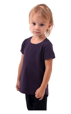 Bavlnená dievčenská tunika s krátkym rukávom, fialová