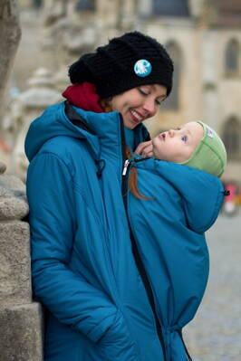 Zimná tehotenská a nosičská bunda Zora, modrá