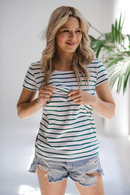Tričko na dojčenie Milk Shirt Green Stripes