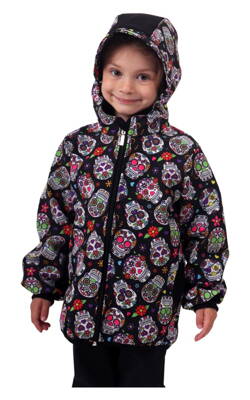 Dievčenská softshellová bunda, farebné lebky, Kolekcia 2021