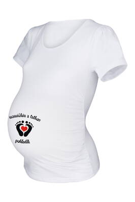 Tehotenské tričko s potlačou kr.rukáv, biele Pokladík