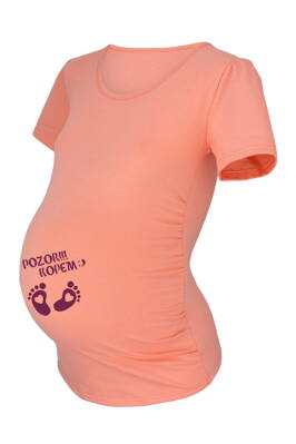 Tehotenské tričko s potlačou kr.rukáv, lososové PK