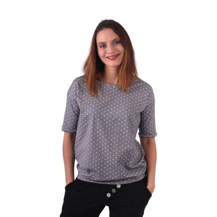 Dámske oversized tričko Darina, sivé s bodkami M/L