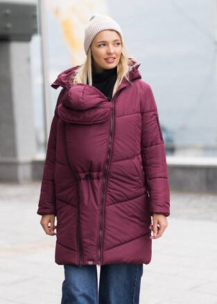 Zimná tehotenská a nosičská bunda 3v1 Love&Carry, Sangria