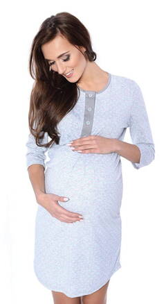 Tehotenská a materská nočná košeľa MijaCulture Grey/ Mint