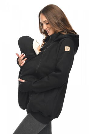 Teplá bavlnená tehotenská a nosičská mikina MijaCulture Black