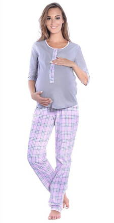 Tehotenské a materské pyžamo MijaCulture Grey / Light Pink