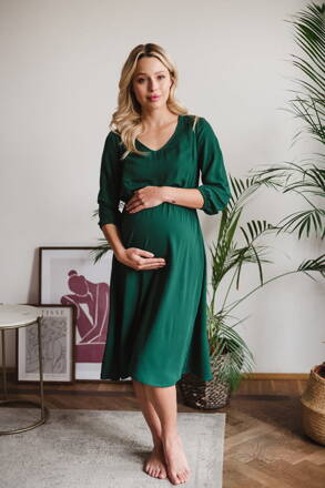 Tehotenské šaty na dojčenie Lovely Midi Dress Bottle Green