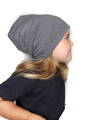 Detská obojstranná bavlnená čiapka, tm.šedý melír + sv.šedý melír