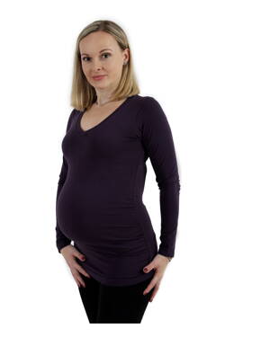 Tehotenské tričko Vanda, dlhý rukáv, fialové