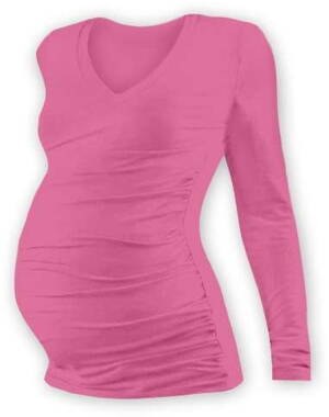 Tehotenské tričko Vanda, dlhý rukáv, ružové