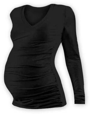 Tehotenské tričko Vanda, dlhý rukáv, čierne