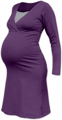 Nočná košeľa na dojčenie Eva, dlhý rukáv, fialová